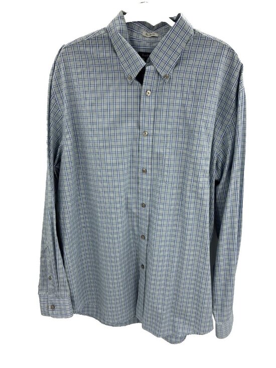 Van Heusen Other - Van Heusen Mens Button Down Shirt Blue Plaid Cotton Dress Shirt L 16 16.5